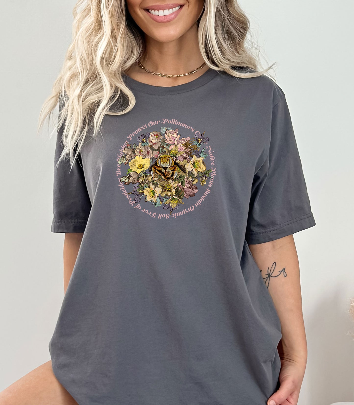 Save Our Pollinators Bee Shirt, Honeybee, Conservation, Environmental, Botanical, Floral, gift for gardener, gift for Mom, naturalist