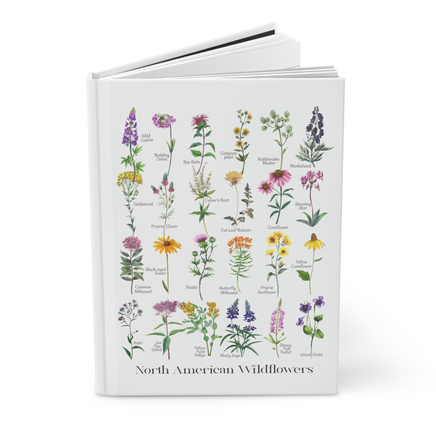 North American Wildflowers Hardcover Journal, botanical chart, plant lover's gift, nature lovers, trendy journal hand-drawn flower conservation naturalist gardener gift