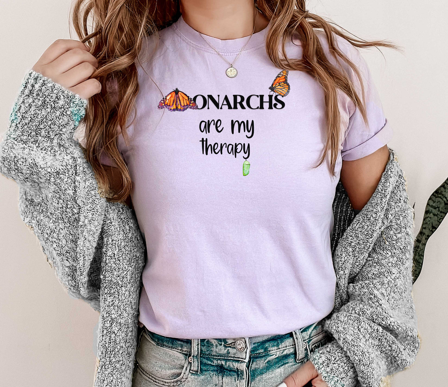 Monarchs are my Therapy Unisex T-shirt, Nature Lover's Gift, Comfort Tee, Butterfly Art Shirt, Conservation, Environmental Cause Shirt