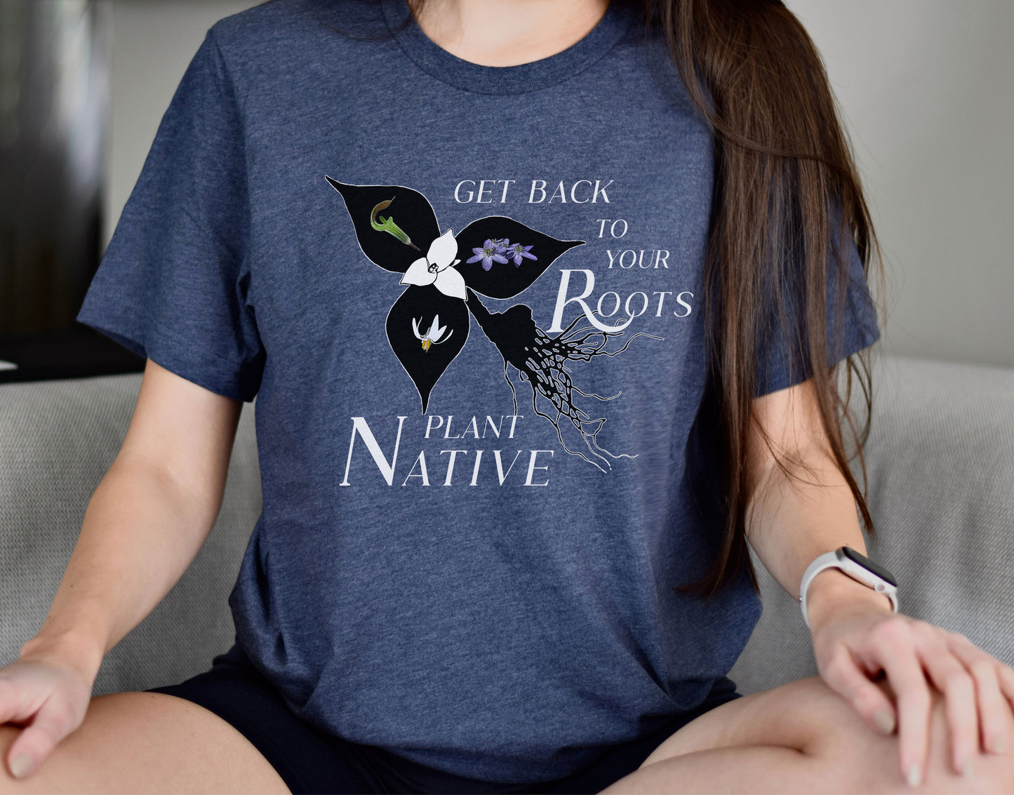 Native Plants Roots Short Sleeve Tee, Nature lovers t shirt, Gardening Gift, Environment, Wildflower Prairie, Conservation, gift for Mom