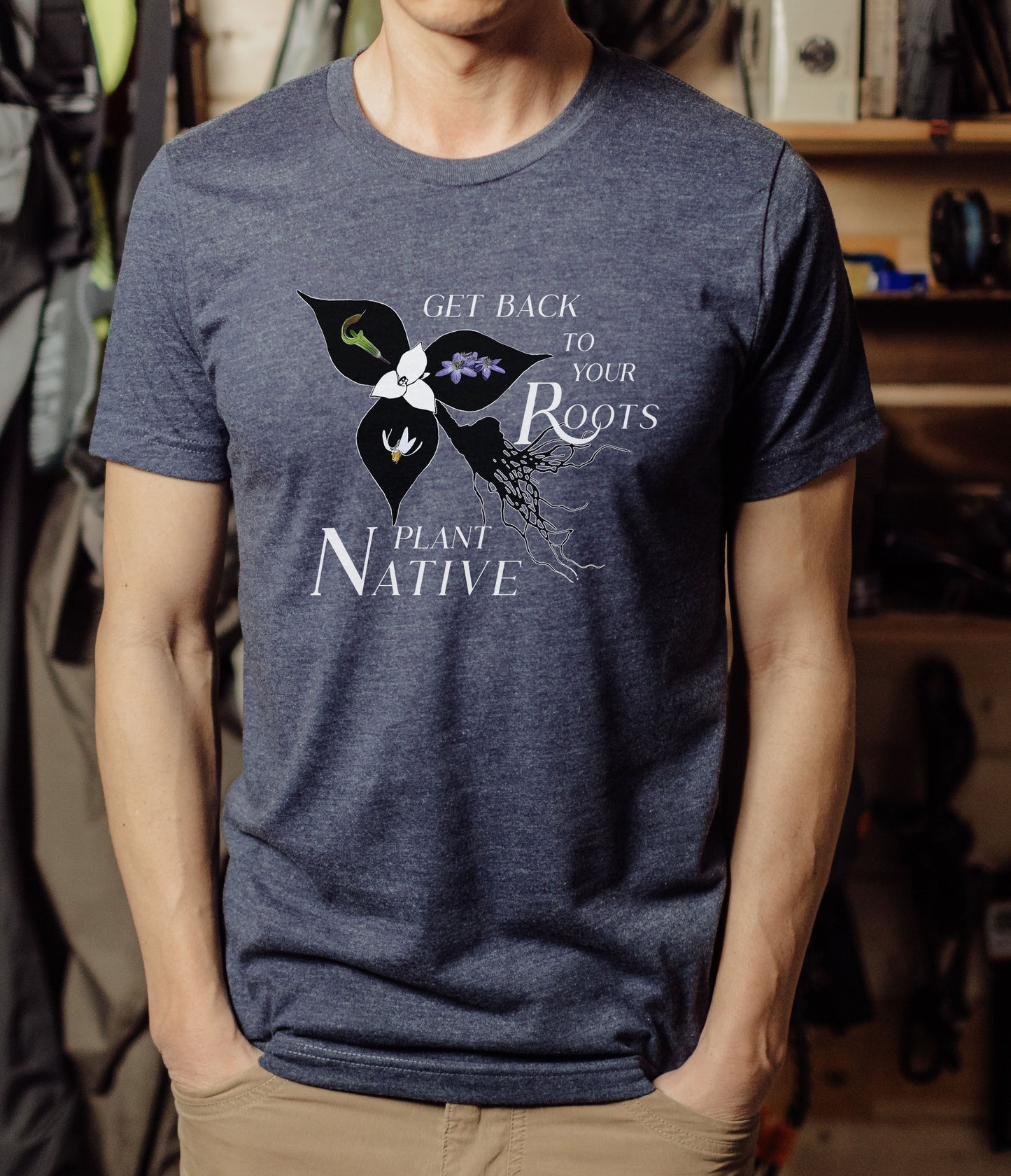 Native Plants Roots Short Sleeve Tee, Nature lovers t shirt, Gardening Gift, Environment, Wildflower Prairie, Conservation, gift for Mom