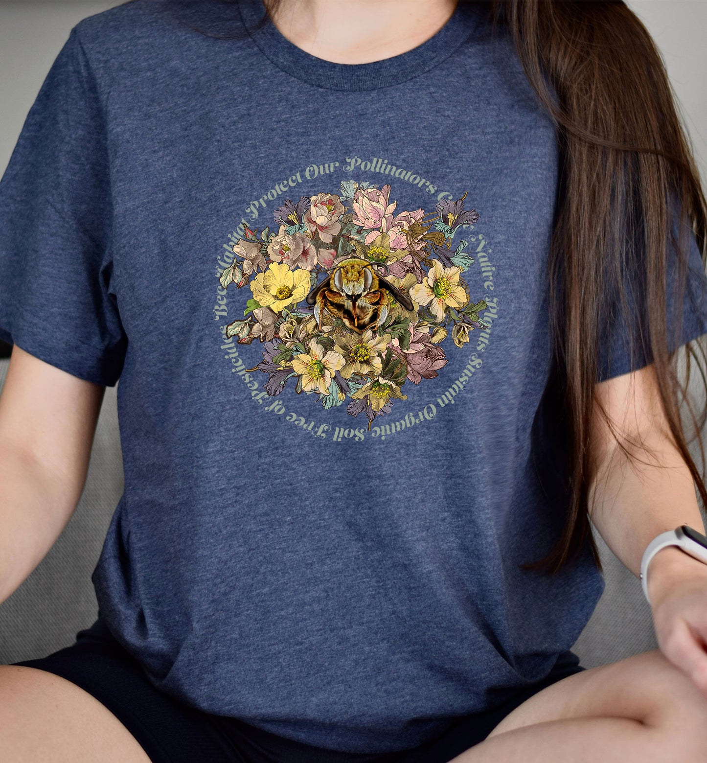 Save Our Pollinators Bee Shirt, Honeybee, Conservation, Environmental, Botanical, Floral, gift for gardener, gift for Mom, naturalist